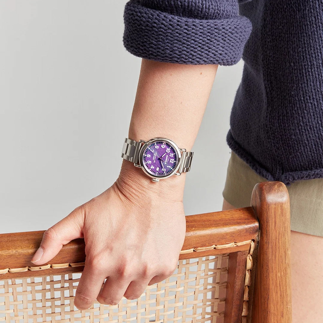 Shinola Runwell 36MM Quartz Purple Sunray Dial Stainless Steel Watch