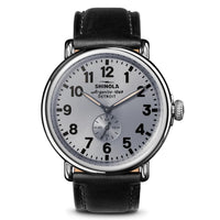 Shinola Runwell 47MM Quartz Cool Gray Dial BlackLeather Strap Watch - NAGI
