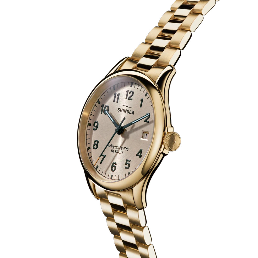 Shinola Vinton 38MM Quartz Vapor Gold Dial and PVD Gold Bracelet Watch