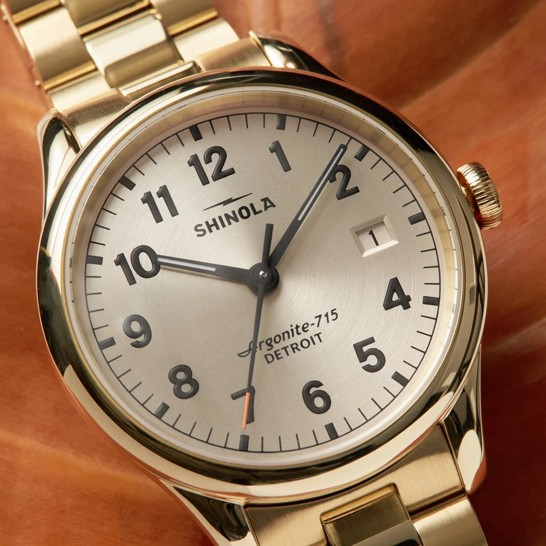 Shinola Vinton 38MM Quartz Vapor Gold Dial and PVD Gold Bracelet Watch