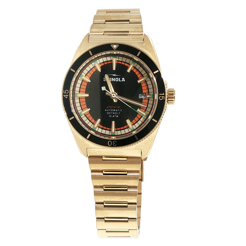 Shinola 38MM Duck Black Dial Gold Tone Watch - NAGI