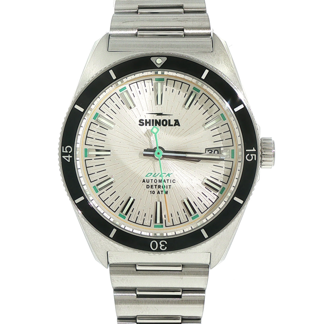 Shinola 38MM Duck Silver Sunray Dial Stainless Steel Watch - NAGI