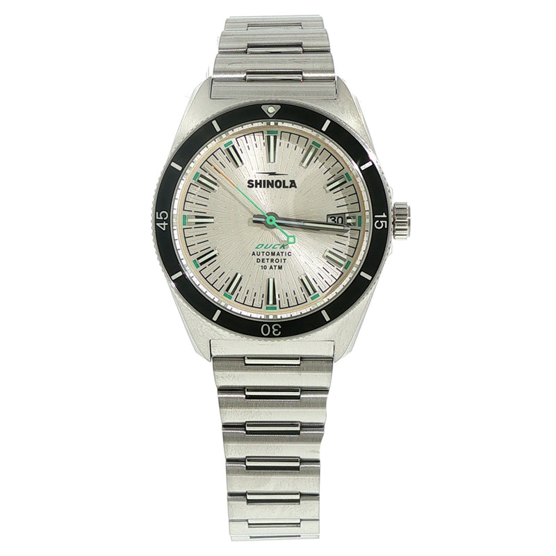 Shinola 38MM Duck Silver Sunray Dial Stainless Steel Watch - NAGI