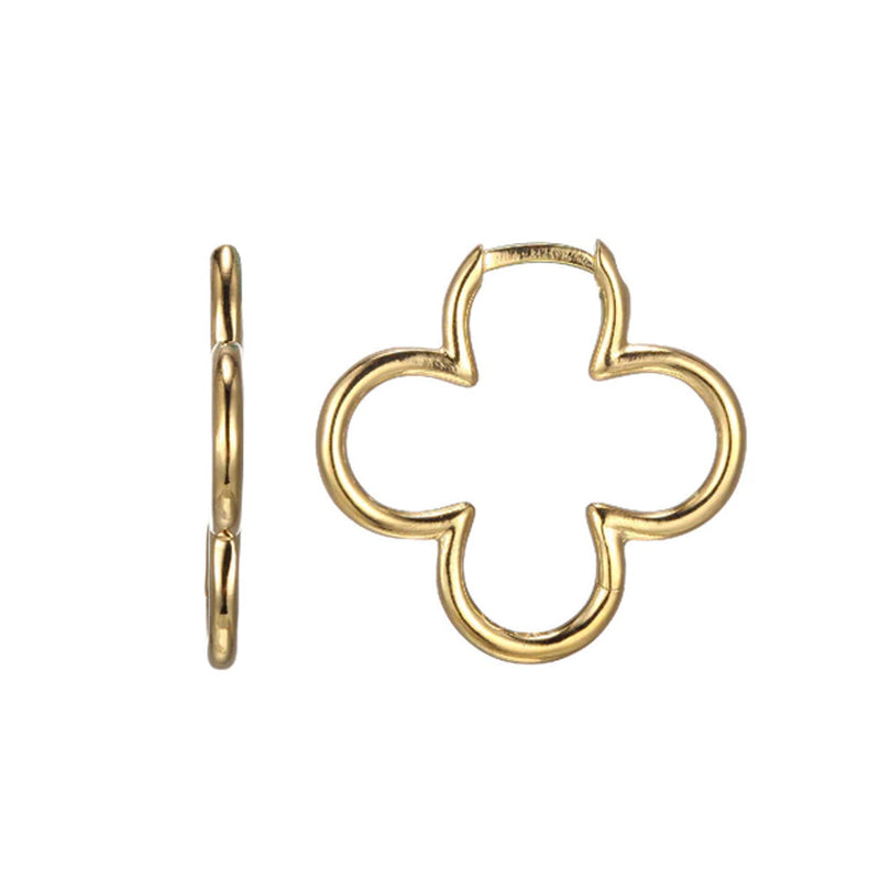 Charles Garnier Sterling Silver Earrings with Clover Shape, 18K Yellow Gold Finish