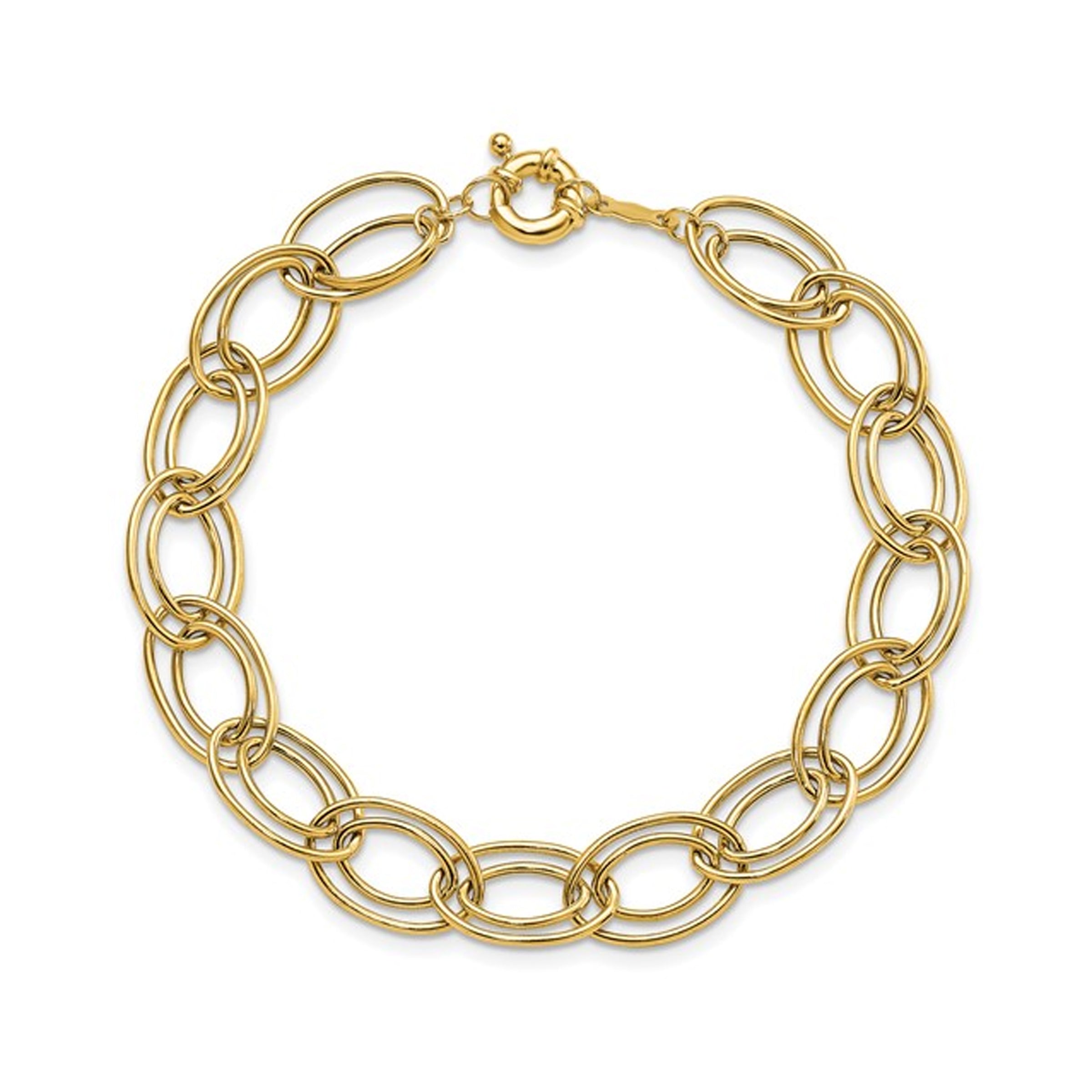 14K Yellow Gold Fancy Oval Link Bracelet