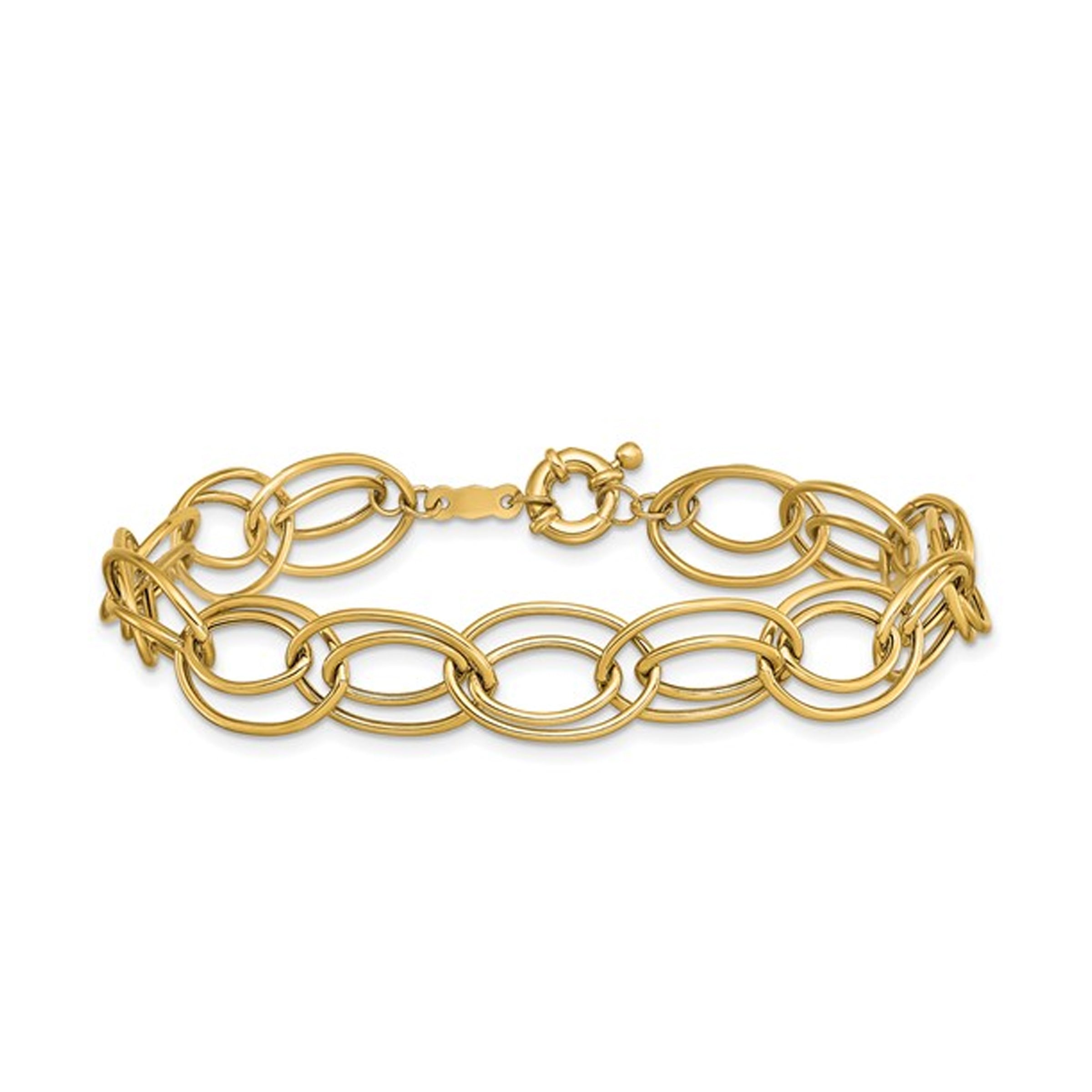 14K Yellow Gold Fancy Oval Link Bracelet