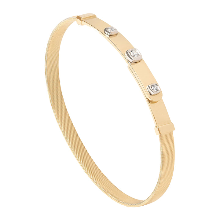 Marco Bicego 18K Yellow Gold Coil and Diamonds Thin Bangle Bracelet