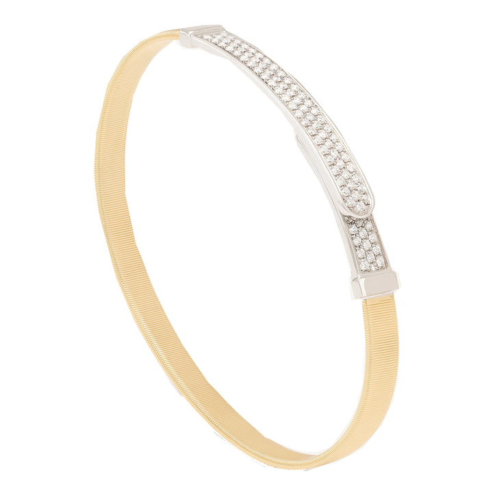 Marco Bicego 18K Yellow Gold Coil and Diamond Pavé Thin Bangle Bracelet - NAGI