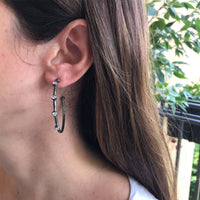 Lika Behar Oxidized Silver Sapphire Hoop Medium SH-E-212-SIOXS-M