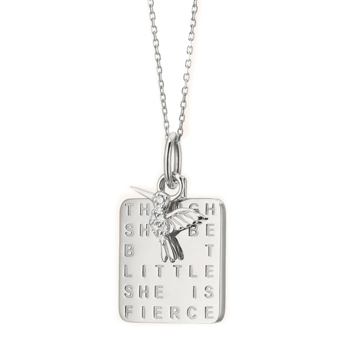 "She is Fierce" Sterling Silver Necklace with Sapphire img1
