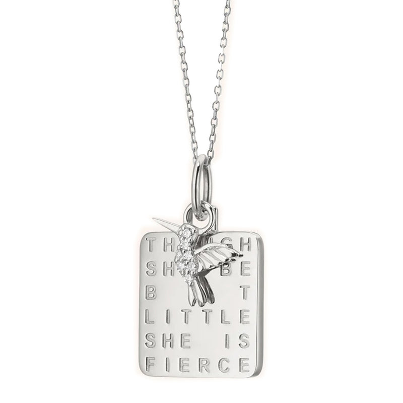 "She is Fierce" Sterling Silver Necklace with Sapphire img1