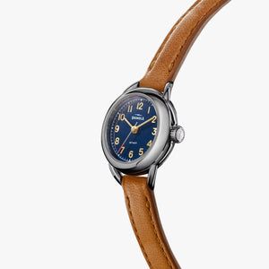Shinola Runabout Mini 25mm Navy Blue Watch Bourbon Strap S0120273246