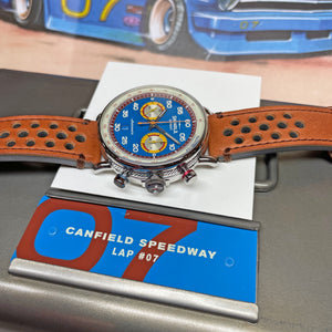 Shinola 44MM Limited Edition Canfield Speedway Horizon Blue Brown Leather Watch S0120291079 Lap 07