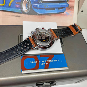 Shinola 44MM Limited Edition Canfield Speedway Horizon Blue Brown Leather Watch S0120291079 Lap 07