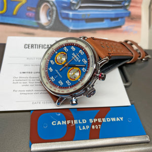 Shinola 44MM Limited Edition Canfield Speedway Horizon Blue Brown Leather Watch S0120291079 Lap 07