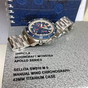 Shinola Mooncraft Monster Apollo 11 Sea Blue Chrono 43mm Watch Limited