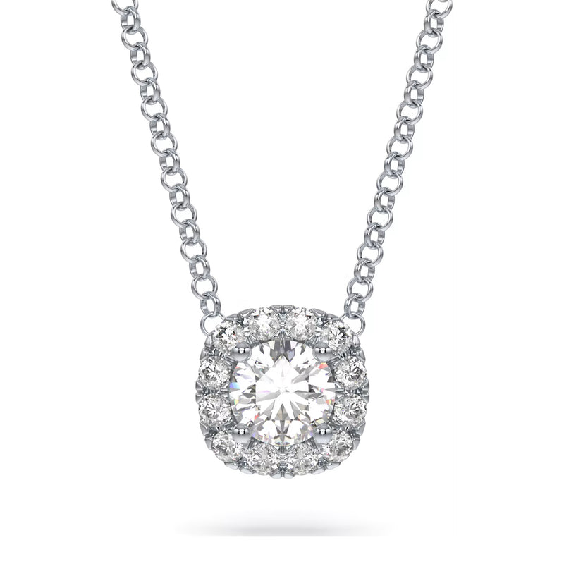Swarovski Diamond Essentials Cushion Halo Pendant Necklace Sterling Si ...