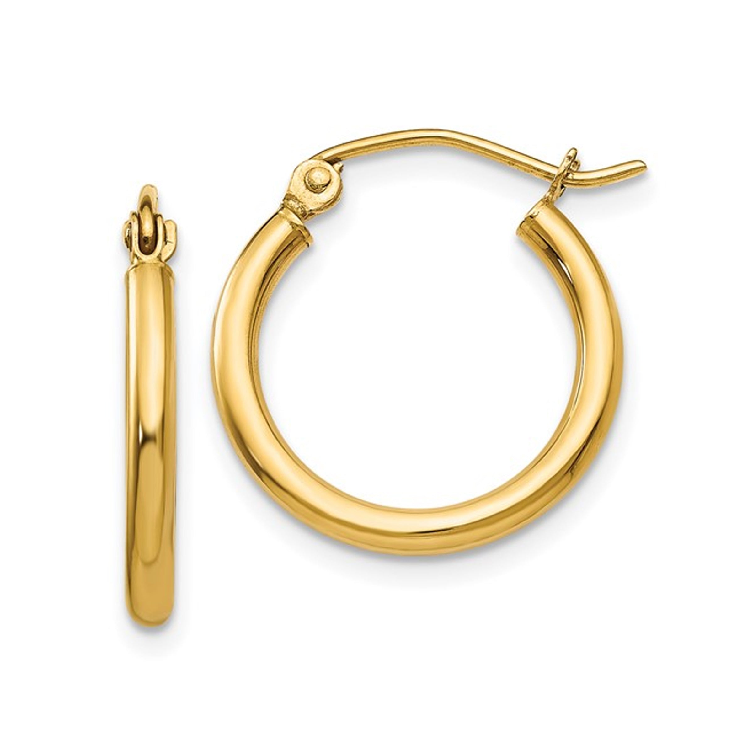 14K Yellow Gold Lightweight Tube Hoop Earrings