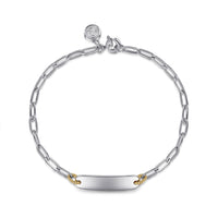 Gabriel & Co. 14K Yellow Gold Sterling Silver Personalized Bar Link Bracelet