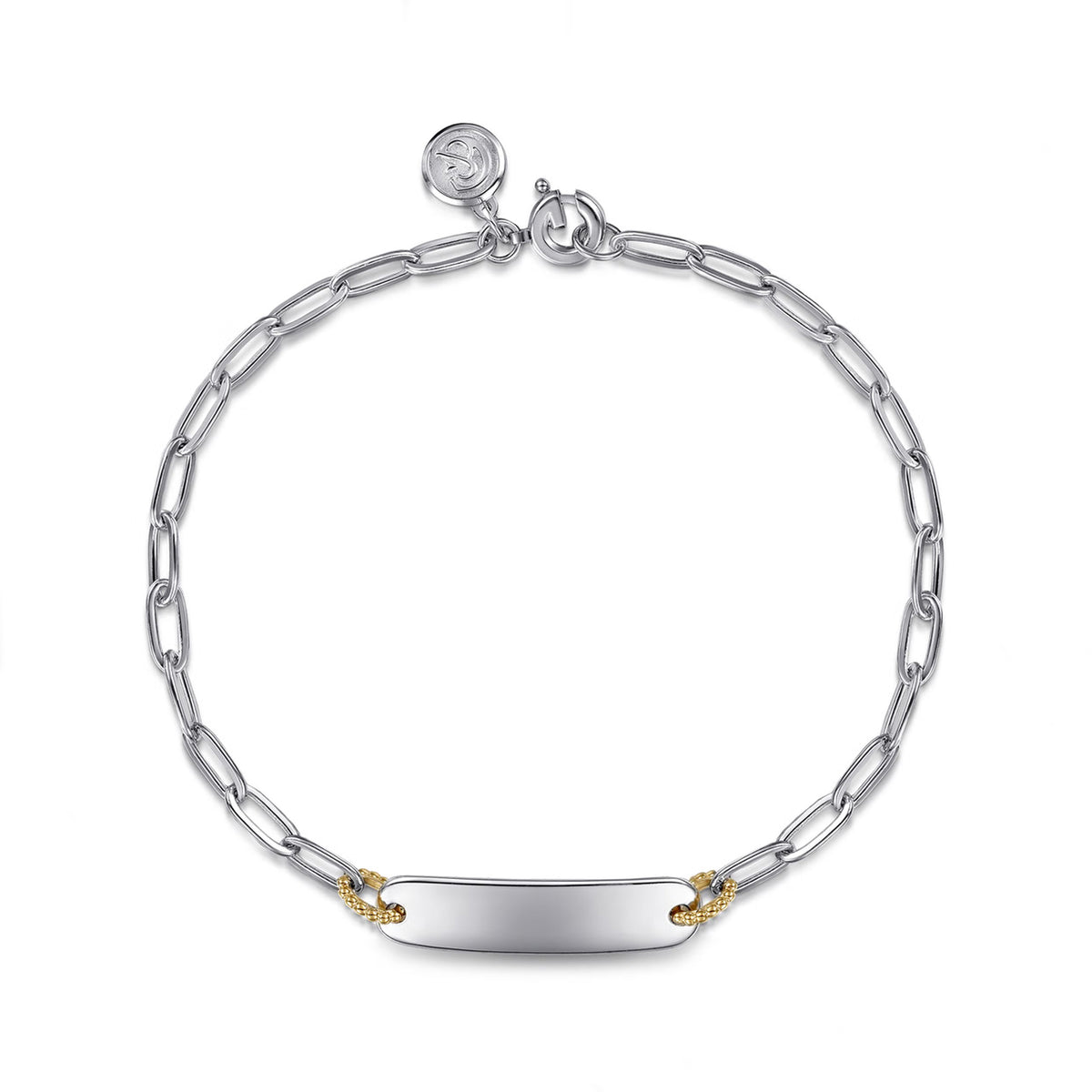 Gabriel & Co. 14K Yellow Gold Sterling Silver Personalized Bar Link Bracelet