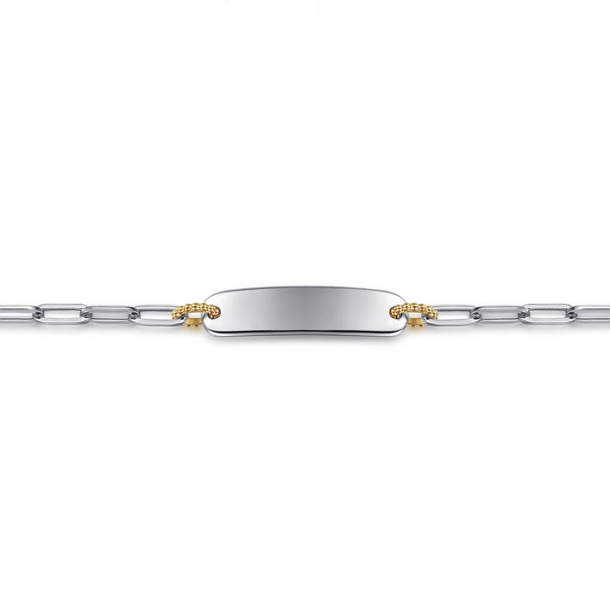 Gabriel & Co. 14K Yellow Gold Sterling Silver Personalized Bar Link Bracelet