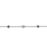 Gabriel & Co. Sterling Silver Clover and Amethyst Station Bracelet