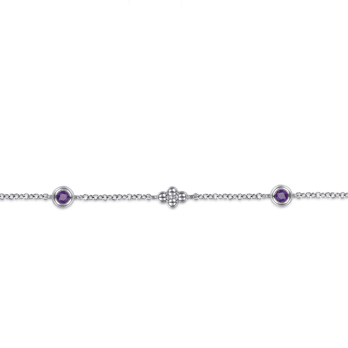 Gabriel & Co. Sterling Silver Clover and Amethyst Station Bracelet
