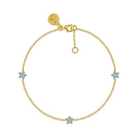 Gabriel & Co. 14K Yellow Gold Diamond and Blue Topaz Floral Station Bracelet