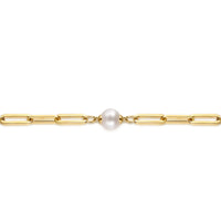 Gabriel & Co. 14K Yellow Gold Pearl Link Station Chain Bracelet