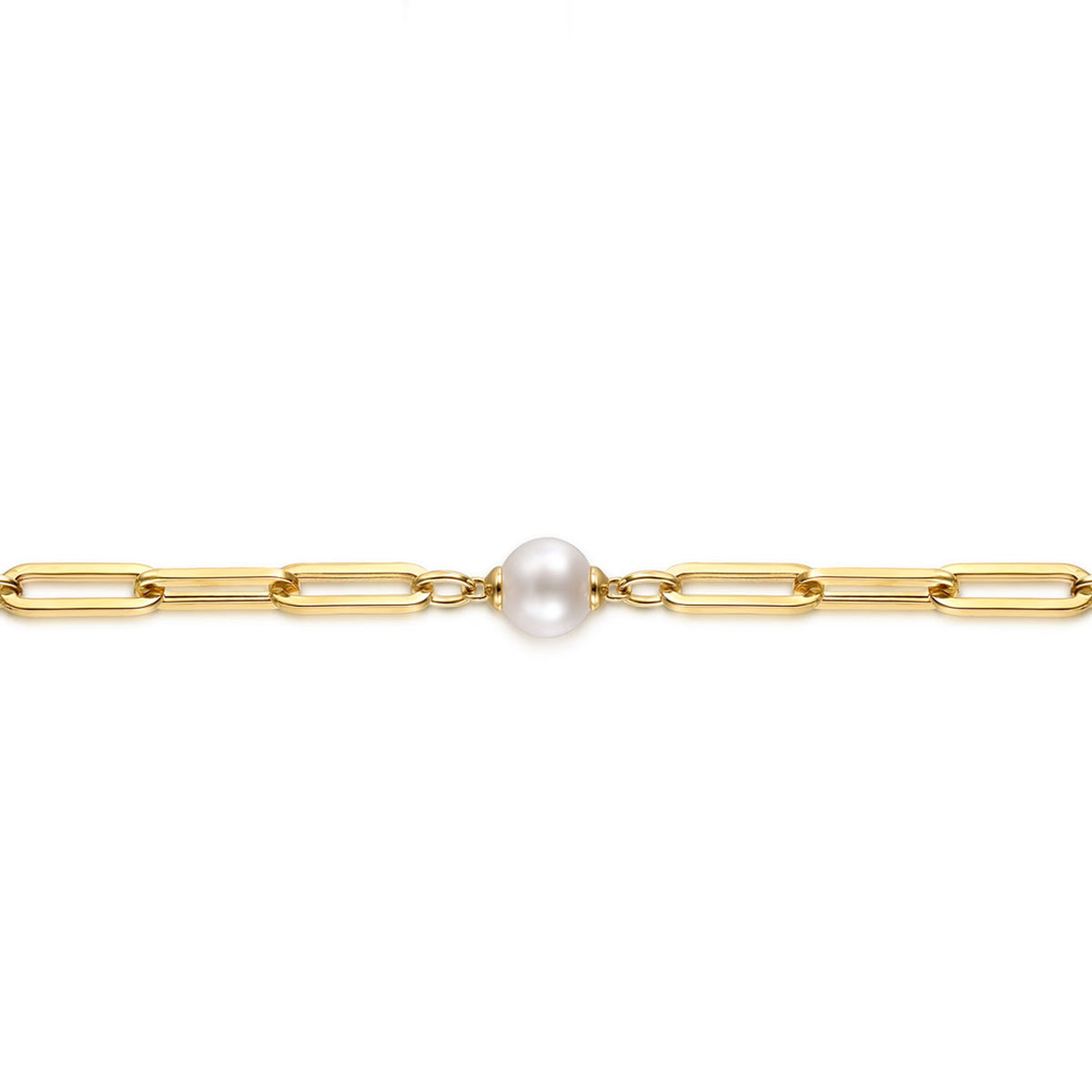 Gabriel & Co. 14K Yellow Gold Pearl Link Station Chain Bracelet