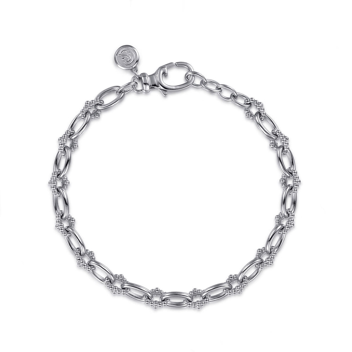 Gabriel & Co. Sterling Silver Clover Beaded Link Chain Bracelet