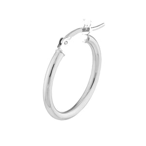 14K White Gold 2x20MM Hoop Earrings