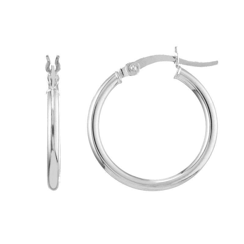 14K White Gold 2x20MM Hoop Earrings