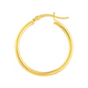 14K Yellow Gold 2x25MM Hoop Earrings