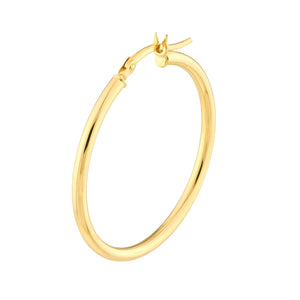 14K Yellow Gold 2x30MM Hoop Earrings