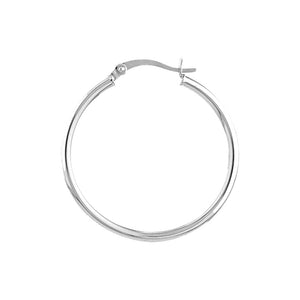 14K White Gold 2x30MM Hoop Earrings