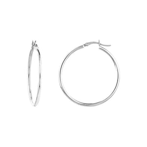 14K White Gold 2x35MM Hoop Earrings