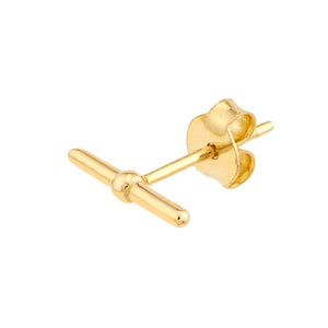 14K Yellow Gold Bar Stud with a Rondelle Earrings