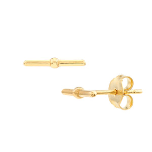 14K Yellow Gold Bar Stud with a Rondelle Earrings