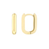 14K Yellow Gold Oblong Mini Hoop Earrings, 15MM