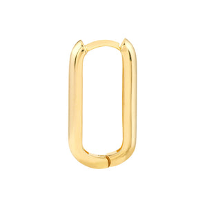 14K Yellow Gold Oblong Mini Hoop Earrings, 20MM