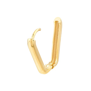 14K Yellow Gold Oblong Mini Hoop Earrings, 20MM