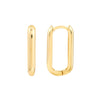 14K Yellow Gold Oblong Mini Hoop Earrings, 20MM