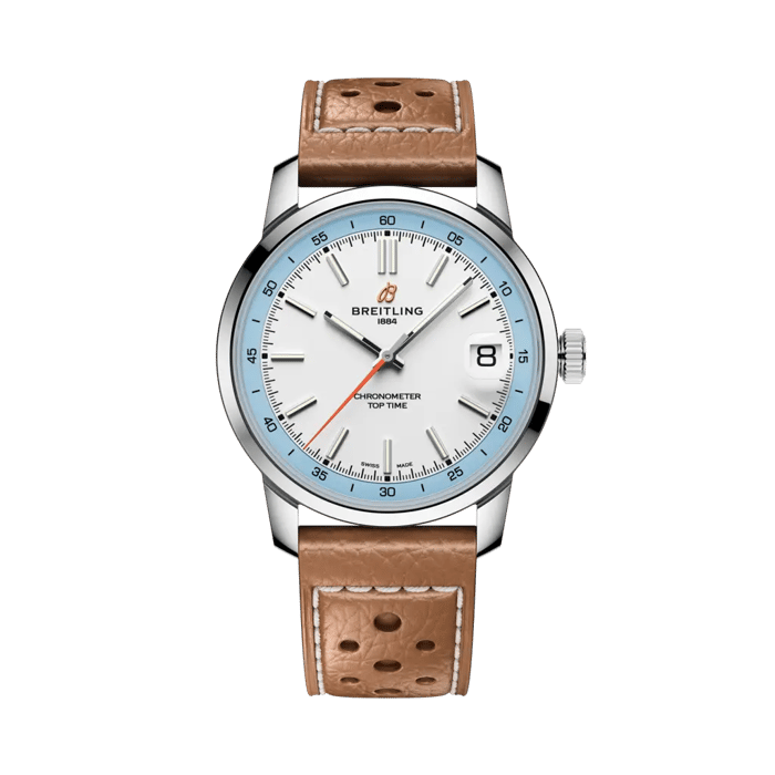 Pre-Owned Breitling Top Time 38MM White and Blue Dial Watch