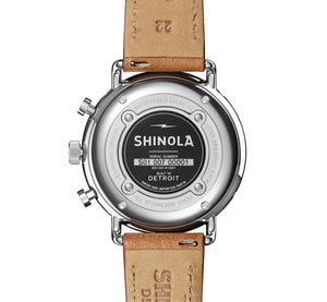 Shinola 45MM Canfield Sport Chronograph Steel Leather White Watch 20141501