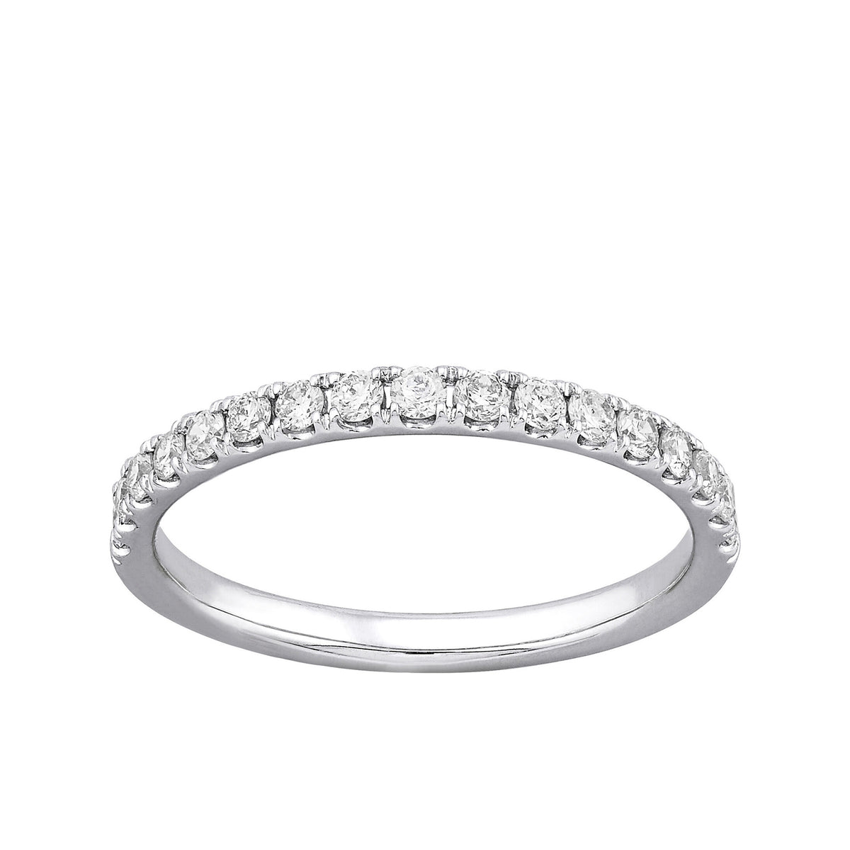 14K White Gold Lab Grown Round Diamond Wedding Band - NAGI