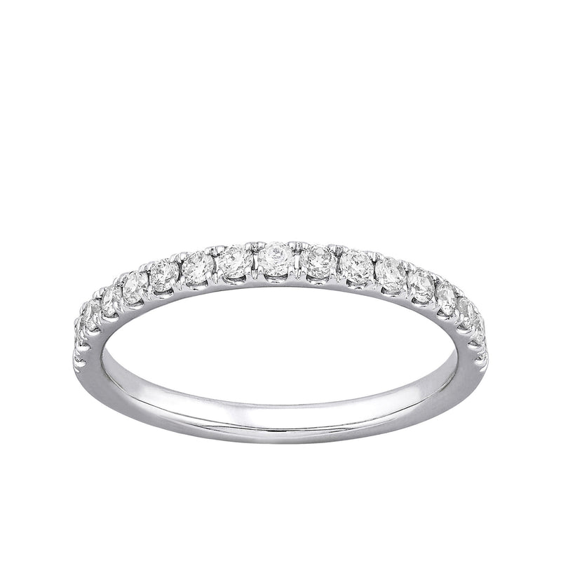 14K White Gold Lab Grown Round Diamond Wedding Band - NAGI