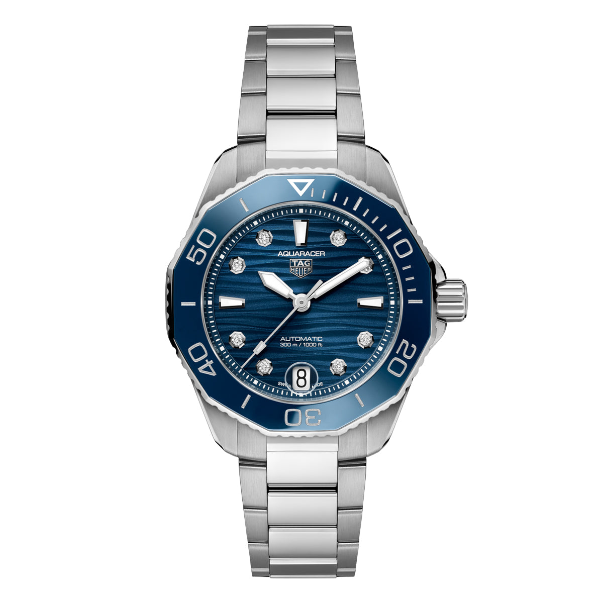 TAG Heuer Aquaracer Professional 300 Date 36MM Blue Diamond Dial Watch