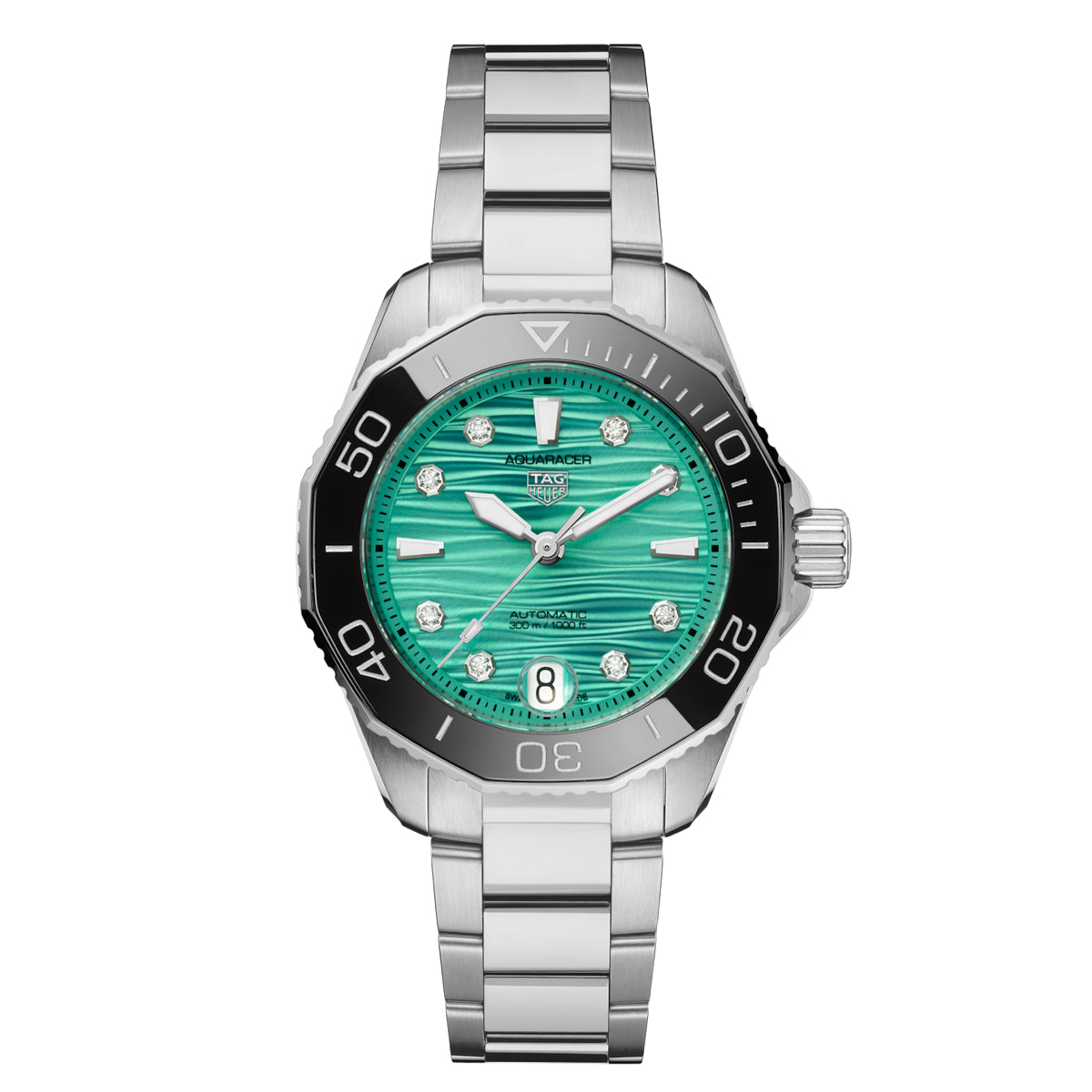 TAG Heuer Aquaracer 36MM Professional 300 Turquoise Green Diamond Watch