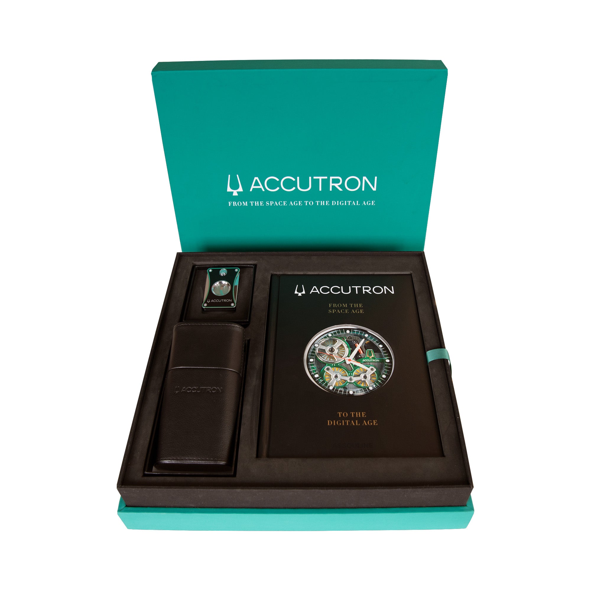 Accutron Cigar Case and Ctter and Book Set